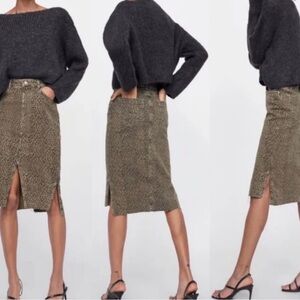 Zara Leopard Print Midi Skirt